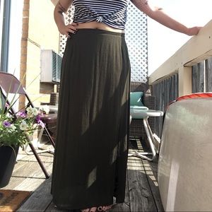 Olive Green Split Maxi Skirt